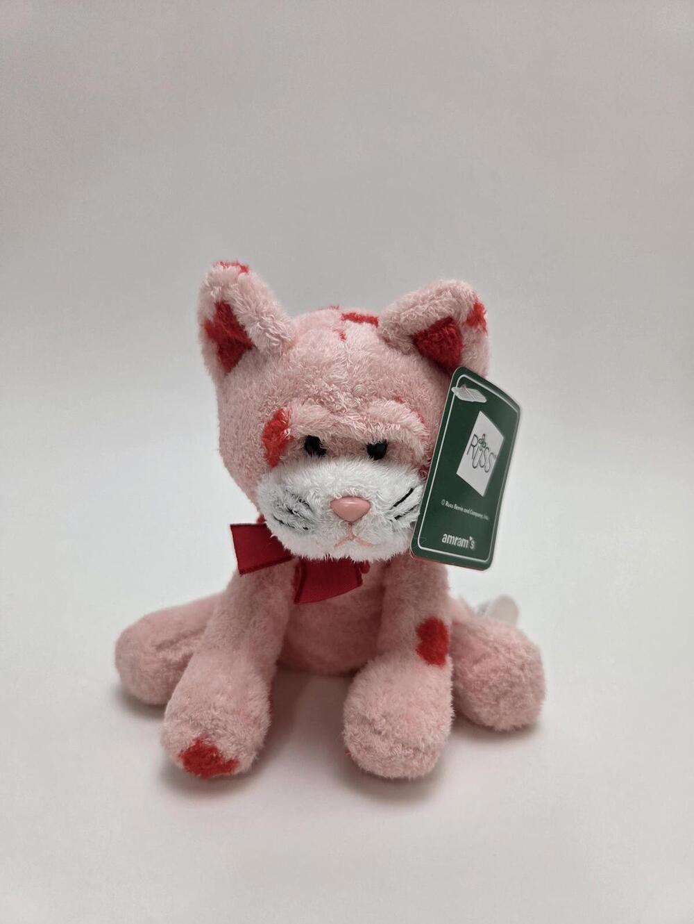 Russ Luv Pets "Ambrosia” the Pink Cat Red Hearts - New with Tags (4 inch)